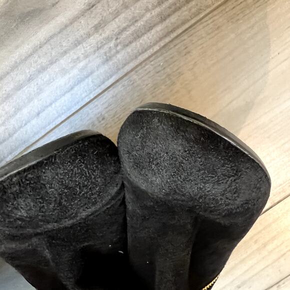 Stuart Weitzman Black Suede Leather OTK Over The Knee High Boot Gold Zipper 7.5 - Picture 2 of 14